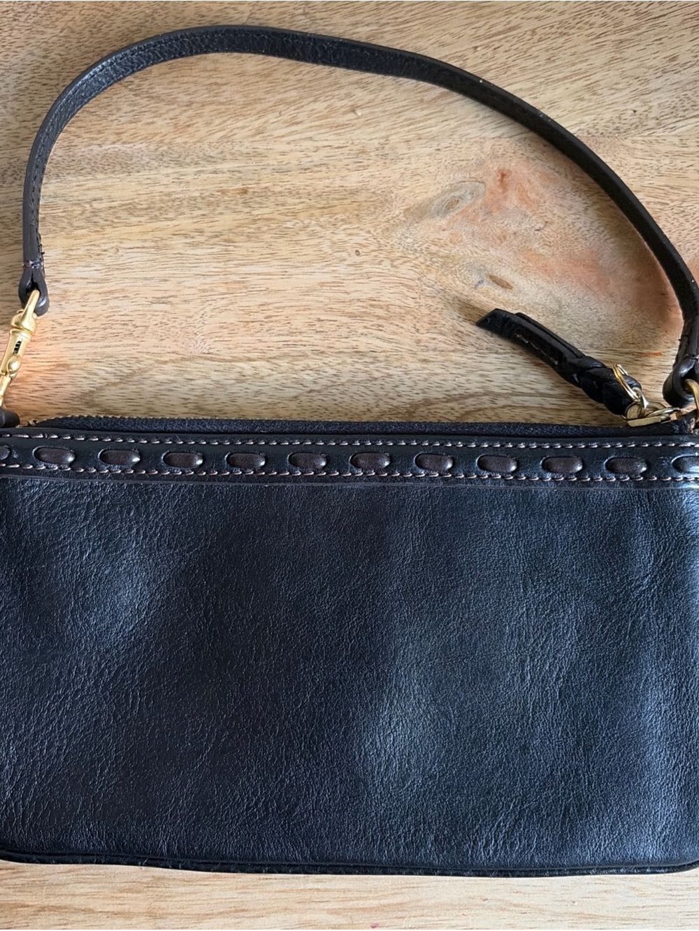 Dooney & Bourke Black Leather Wristlet with Gold Hardware - Picture 5 of 12